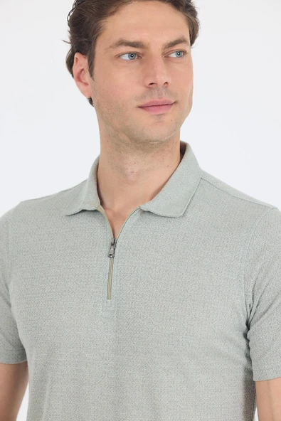 Koyu Yeşil Kısa Kol Düz Suprem Polo Yaka Cepsiz Pamuklu Casual Slim Fit Tişört 1011250162_700 - Resim 4