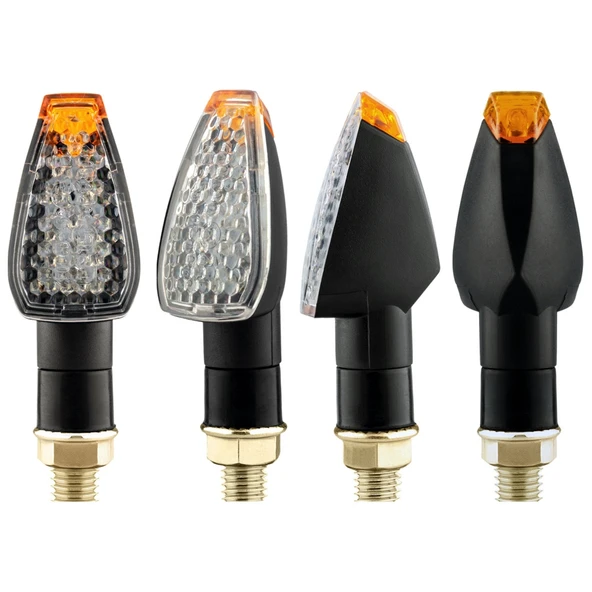 2 Adet KC025 Motosiklet 14 LED Sinyal Lambası Siyah Gövde Şeffaf Siyah Lens - 2