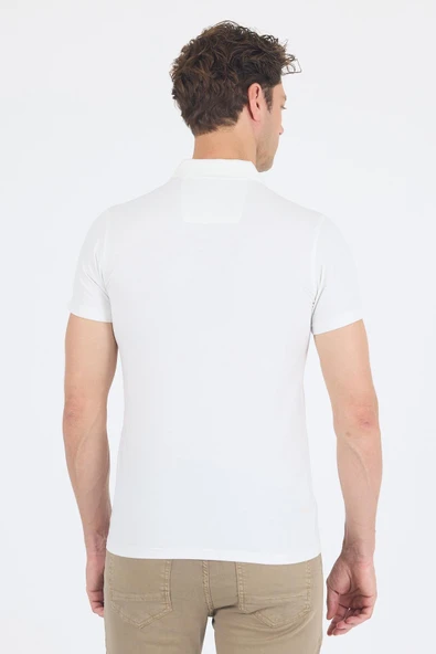Kısa Kol Baskılı Jakarlı Polo Yaka Cepsiz Slim Fit Tişört 1011250122 - Resim 5