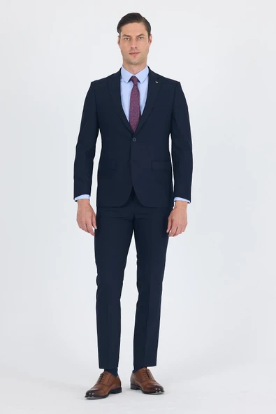 Lacivert Düz Gabardin Mono Yaka 2 Düğme 6 Drop Comfort Fit Basic Takım Elbise 1001250010_206 ürün görseli