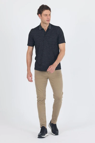 Siyah Kısa Kol Polo Yaka Cepli Classic Standart Beden Tişört 1011250172 - Resim 2