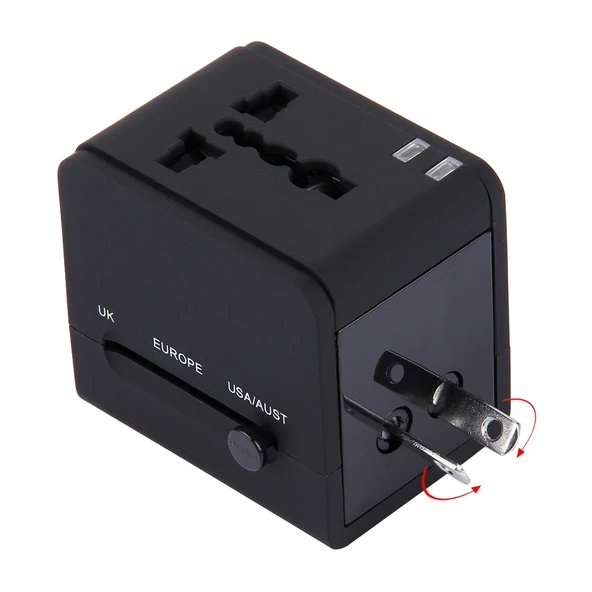5V 2.1A Çift USB Güç Prizi Şarj Adaptörü Siyah UK EU US AU Fiş - 4