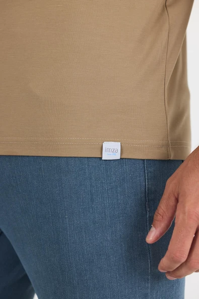 Koyu Vizon Kısa Kol Düz Suprem Polo Yaka Cepsiz Esnek Casual Slim Fit Tişört 1011250161_405 - Resim 6