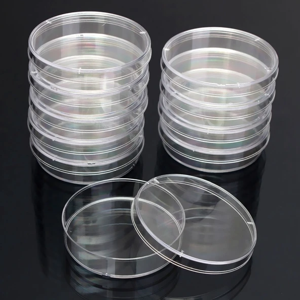 10lu Polistiren Steril Petri Kabı Bakteri Kabı Laboratuvar Biyolojik Bilimsel Malzeme 60mm - 3