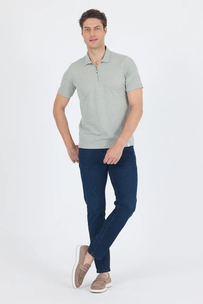 Koyu Yeşil Kısa Kol Düz Suprem Polo Yaka Cepsiz Pamuklu Casual Slim Fit Tişört 1011250162_700 - Resim 2