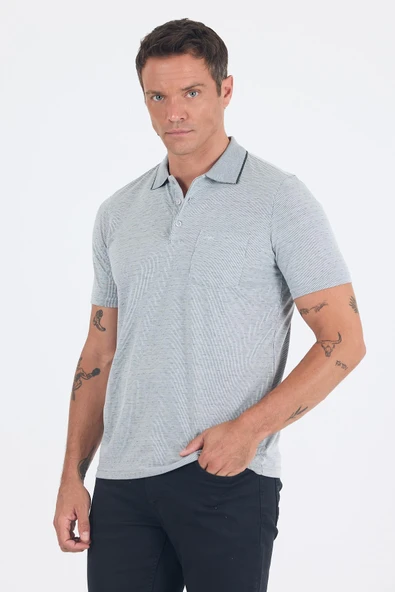 Koyu Haki Kısa Kol Polo Yaka Cepli Classic Standart Beden Tişört 1011250172 ürün görseli 1