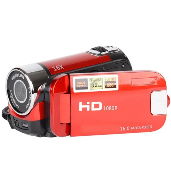 16X Dijital Zoomlu HD 16 Megapiksel Ev ve Seyahat DV Kamera Kirmizi ABD Prizi - 2