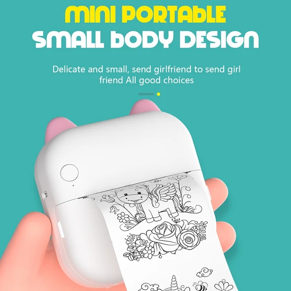 M5 Mini Taşınabilir Bluetooth Termal Fotoğraf Yazıcısı Mavi - 8