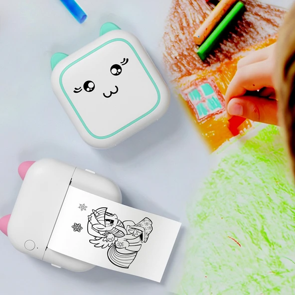 M5 Mini Taşınabilir Bluetooth Termal Fotoğraf Yazıcısı Mavi - 9
