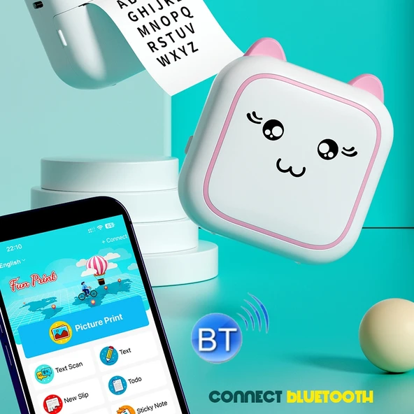 M5 Mini Taşınabilir Bluetooth Termal Fotoğraf Yazıcısı Mavi - 7