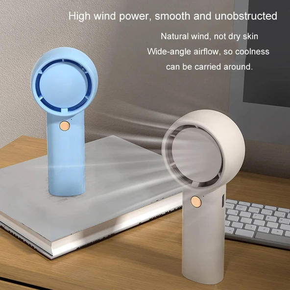 Mini Turbo Taşınabilir USB Şarjlı El Vantilatörü Açık Kahverengi - 9