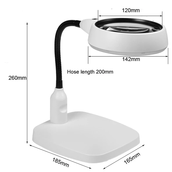 Masaüstü 21 LED Işıklı 10X HD Okuma ve Tamir Metal Hortumlu Büyüteç EU Priz - 3