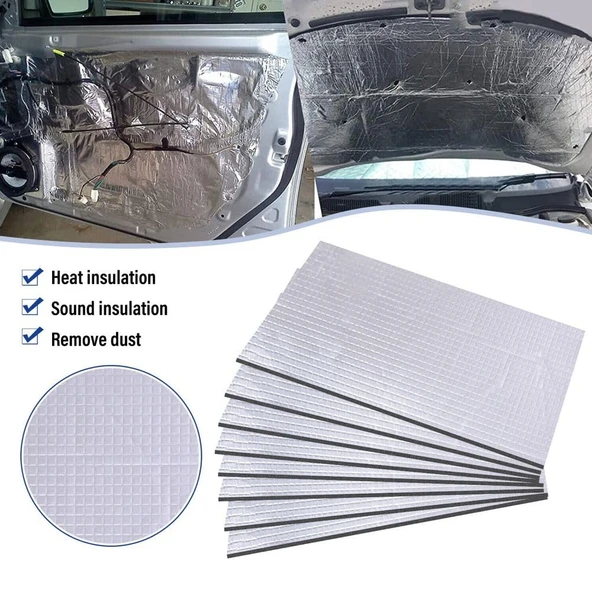 400x250x10mm Kalın Alüminyum Folyo Kaput Isı ve Ses Yalıtım Pedi - 4