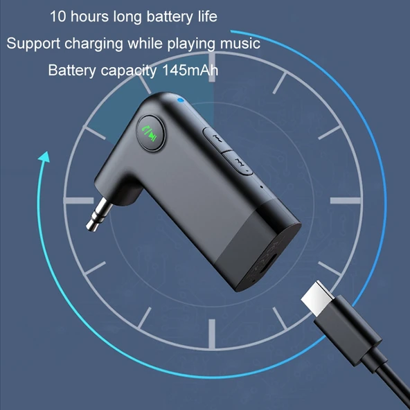 S18 Araç Mini AUX Ses Adaptörü Kablosuz Bluetooth 5.0 Alıcı - 6