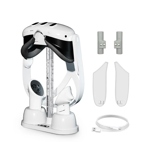 Meta Quest 3 VR Gözlük Şarj ve Saklama Standı RGB Işıklı Beyaz - 5