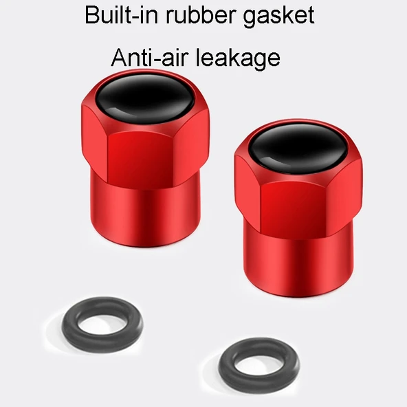 4lü Set Altıgen Metal Siyah Lastik Sibop Kapağı Evrensel Araba Modifiye - 5