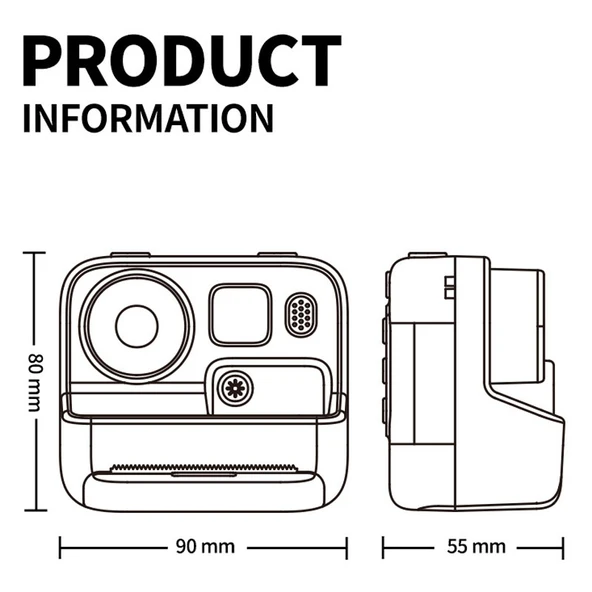 Çocuk Anında Baskı Kamerası 4800W Piksel 2 İnç Ekran Çift Lensli Fotoğraf Makinesi Hafıza Kartı Yok Pembe - 3
