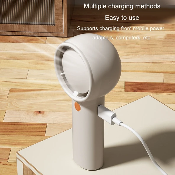 Mini Turbo Taşınabilir USB Şarjlı El Vantilatörü Açık Kahverengi - 8