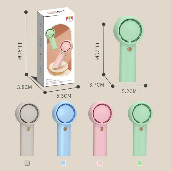 Mini Turbo Taşınabilir USB Şarjlı El Vantilatörü Açık Kahverengi - 2