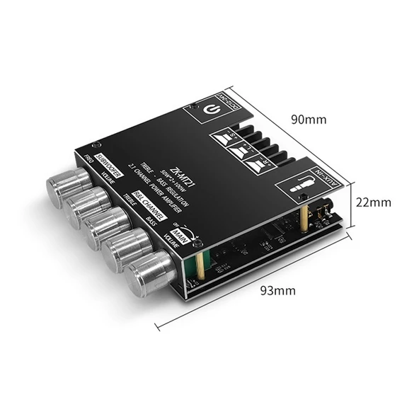 ZK MT21 Bluetooth Dijital Amplifikatör Modülü 50W x 2 + 100W 2.1 Kanal - 2