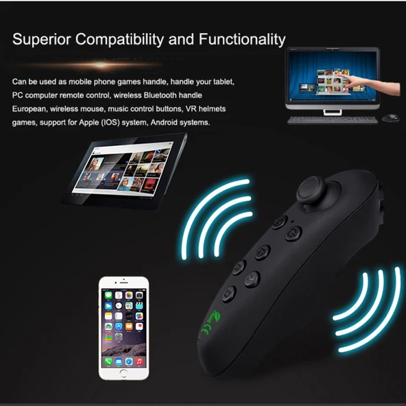 VRPARK Sanal Gerçeklik 3D VR Gözlük Oyun Kumandası Bluetooth Uzaktan Kontrol iPhone IOS Android - 5