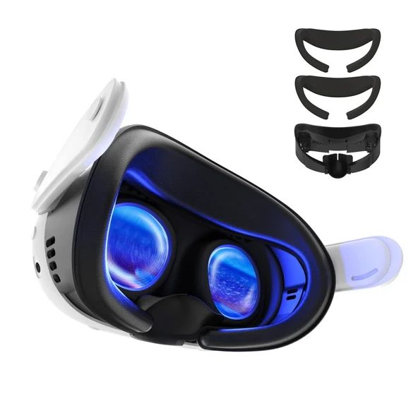 Meta Quest 3 Uyumlu AMVR Q3FC1 Nefes Alabilir Deri Maske ve Buz İpek Malzeme Seti - 2