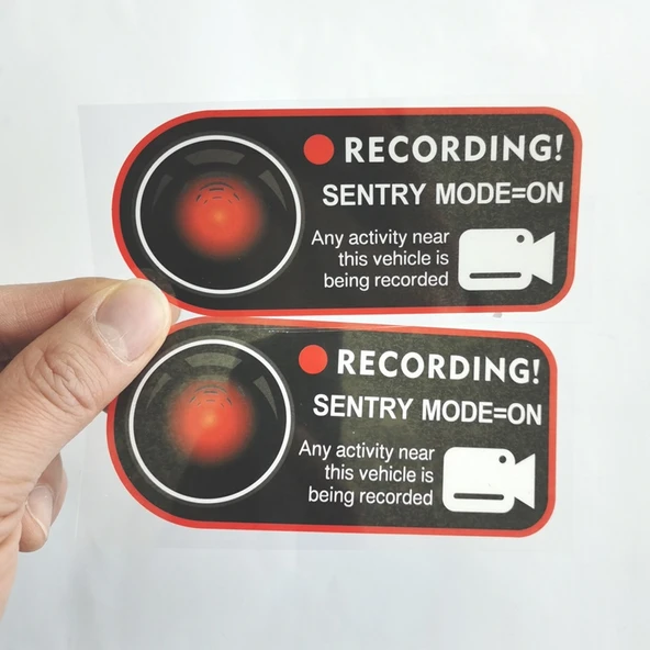 Tesla Model 3 Y S X Sentry Modu Uyarı Stickerı 2li Set - 2