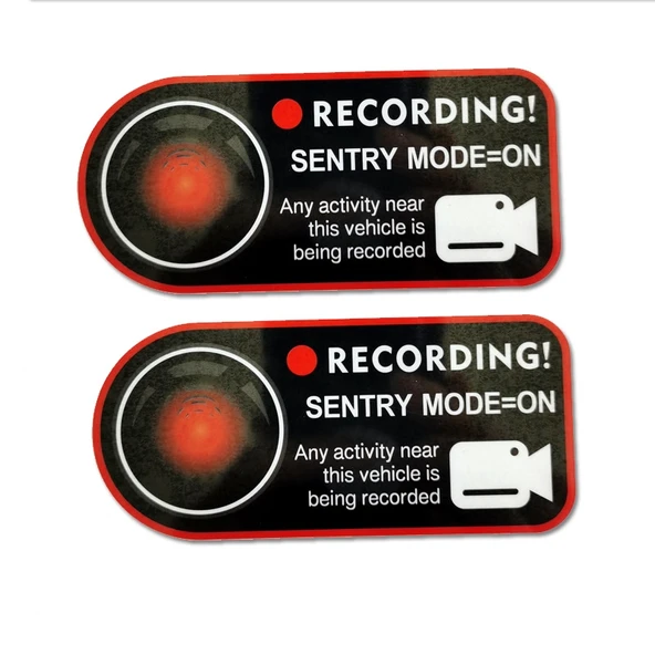 Tesla Model 3 Y S X Sentry Modu Uyarı Stickerı 2li Set