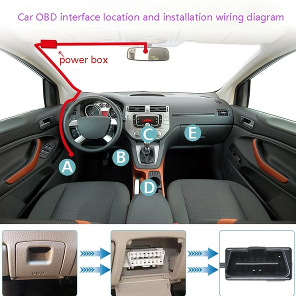 H507 Araç Kaydedici OBD Düşürücü Kablo Araba ACC Üç Çekirdek Güç Kablosu 12 24V To 5V 3A Düşük Basınç Koruma Mini Sağ Dirsek - 7