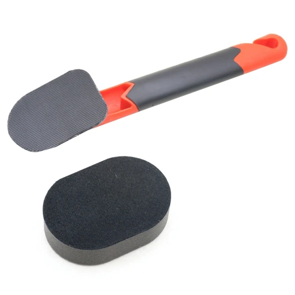 Uzun Saplı Lastik Parlatma Fırçası ve Sünger 2 Set - 1