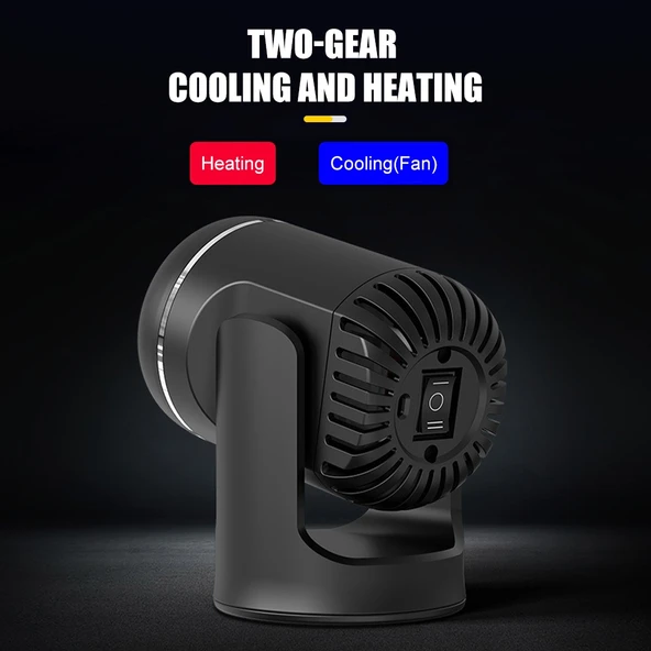 12V 130W Araç Isıtıcı ve Soğutucu Fan Cam Buhar Giderici ve Buz Çözücü Isıtıcı Siyah - 4
