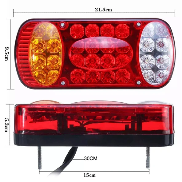 MK-231 Model 12V Kırmızı Römork Kamyon LED Saman Şapka Arka Stop Lambası - 2