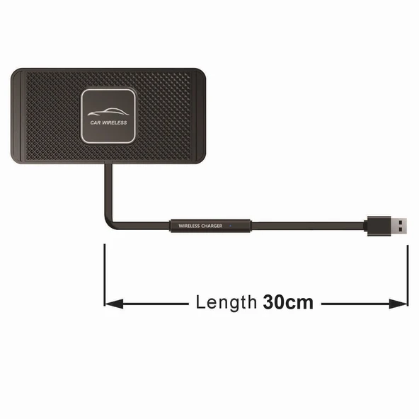 C1 30cm Kablo 15W QI Kablosuz Araç Şarj Pedi Kaymaz Yüzey - 3