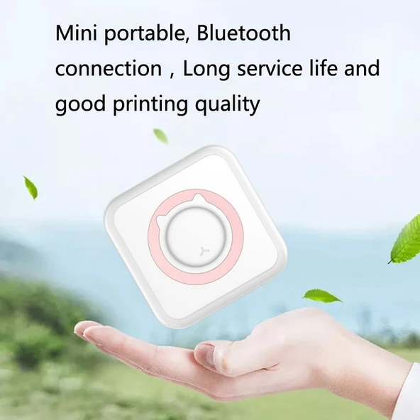 Taşınabilir Mini Termal Bluetooth Yazıcı Mavi - 3