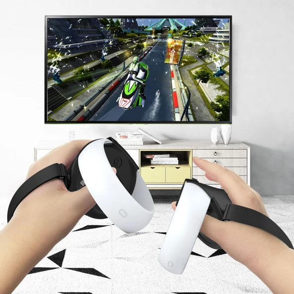 Oculus Quest 2 Siyah Yarım Kapaklı Silikon VR Kontrolcü Koruyucu Kılıf - 2