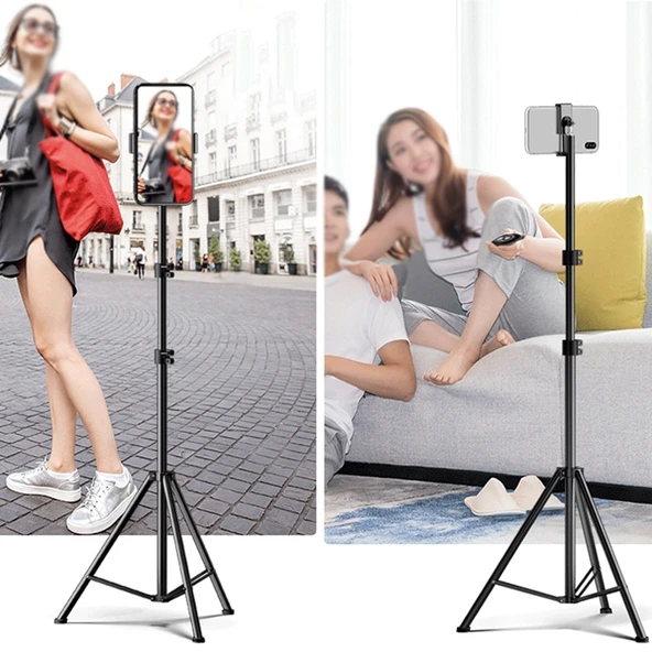 ZF0111 Canlı Zemin Telefon Tutucu 2.1 Metre Ayaklı Stand ve Telefon Klipsi - 2