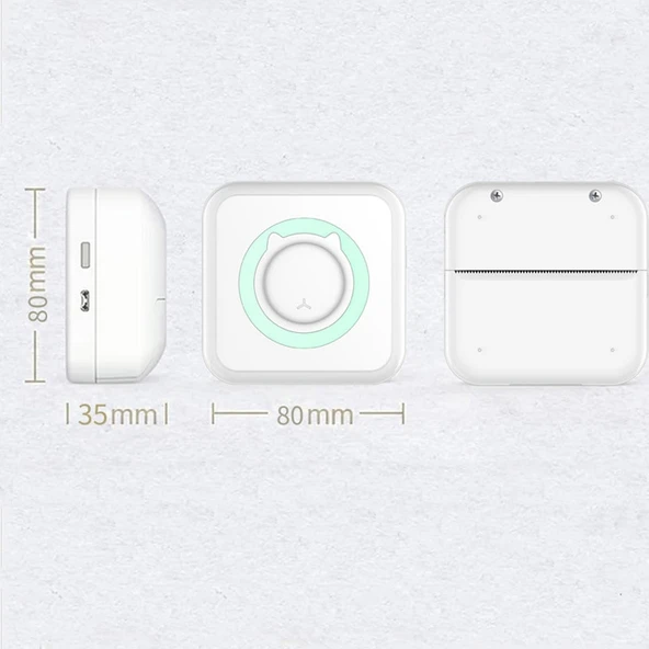 Taşınabilir Mini Termal Bluetooth Yazıcı Mavi - 7