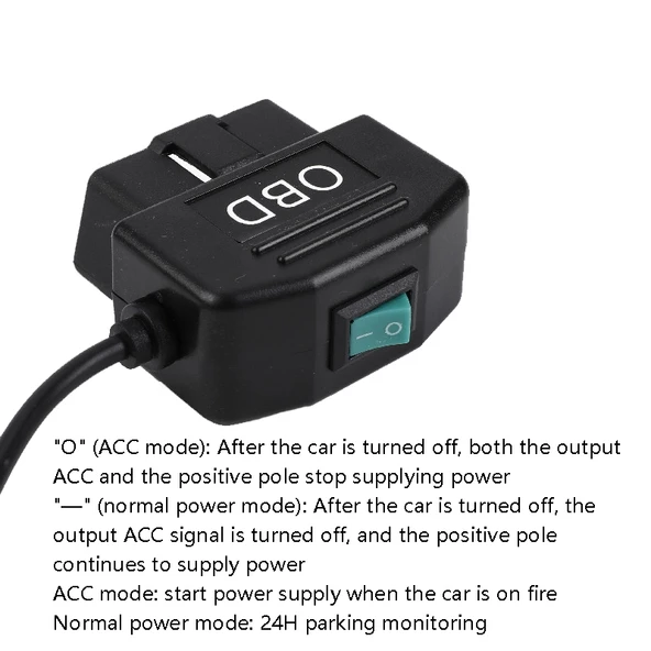 H507 Araç Kaydedici OBD Düşürücü Kablo Araba ACC Üç Çekirdek Güç Kablosu 12 24V To 5V 3A Düşük Basınç Koruma Mini Sağ Dirsek - 3