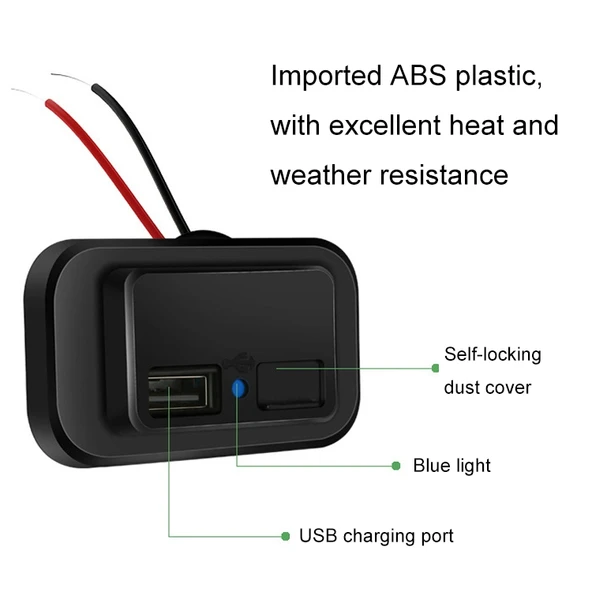 4.8A Çift USB Araç Şarj Cihazı Siyah Otomatik Yaylı Kapaklı Deliksiz - 5