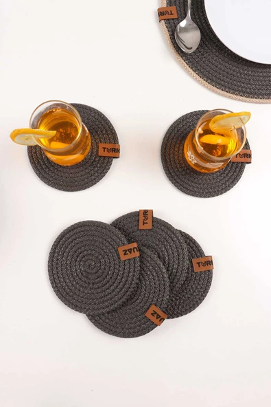 Dekoratif Salyangoz Jüt Dokuma Bardak Altlığı, 6'lı  Bardak Altlığı - 3