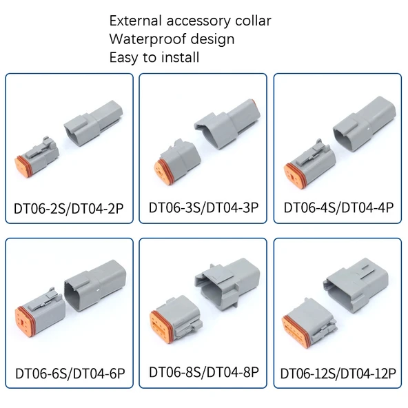 4 Parça Bakır İletkenli Su Geçirmez Araba Konnektörü DT04-2P DT06-2S Model - 6