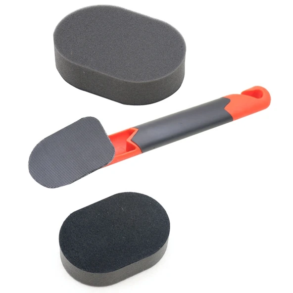 Uzun Saplı Lastik Parlatma Fırçası ve Sünger 2 Set - 2