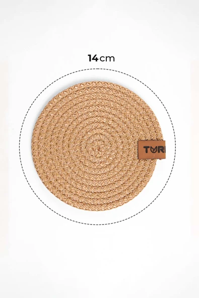 Dekoratif Salyangoz Jüt Dokuma Bardak Altlığı, 6'lı  Bardak Altlığı - 10