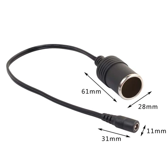 DC 5.5 x 2.1 mm Fişli Araç Çakmaklık Soket Adaptörü Güç Kablosu - 2