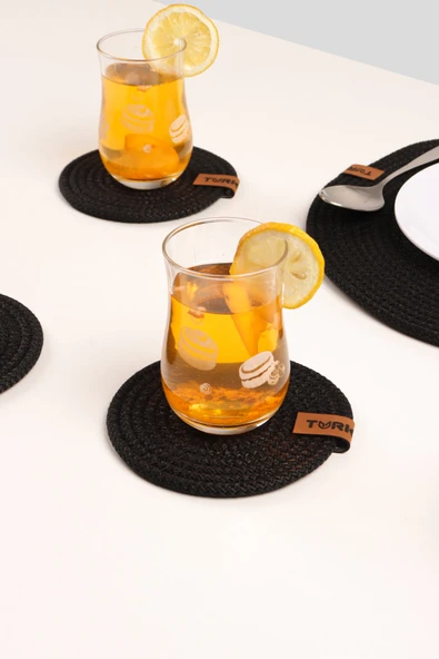 Dekoratif Salyangoz Jüt Dokuma Bardak Altlığı, 6'lı  Bardak Altlığı - 11