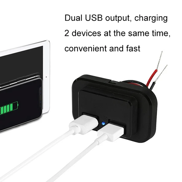 4.8A Çift USB Araç Şarj Cihazı Siyah Otomatik Yaylı Kapaklı Deliksiz - 6