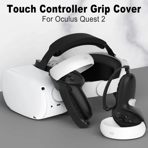 Oculus Quest 2 Siyah Yarım Kapaklı Silikon VR Kontrolcü Koruyucu Kılıf - 3