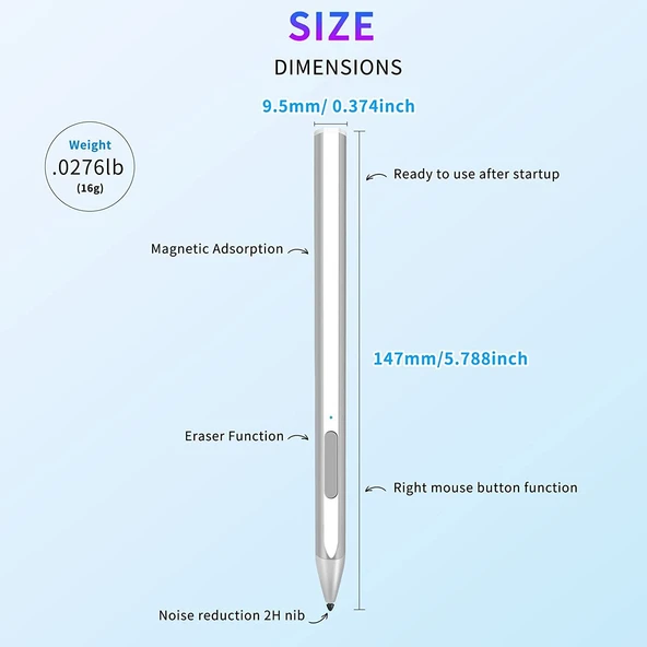 Microsoft Surface Pro7 6 5 4 PROX Go Kitap Dokunmatik Kalem Siyah - 3