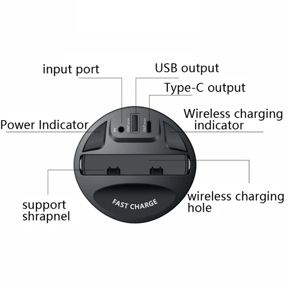 Araba Bardaklık Kablosuz Şarj Cihazı 4'ü 1 Arada Model X13 15W/10W/7.5W/5W Hızlı Şarj - 3