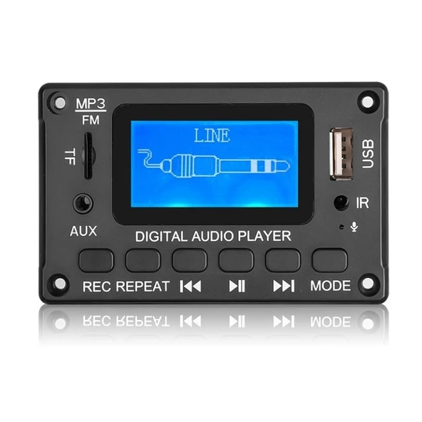 116BT Bluetooth Modül Amplifikatör MP3 Çözücü Kart LCD Ekranlı Siyah - 2